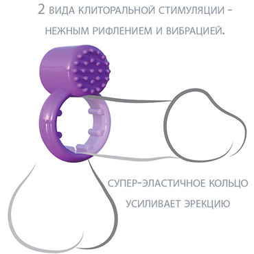 Pipedream Fantasy C-Ringz Sensual Touch Love Ring, фиолетовое - подробные фото в секс шопе Condom-Shop