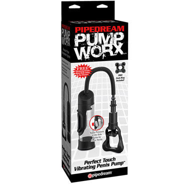 Pipedream Perfect Touch Vibrating Penis Pump, черная, Вакуумная помпа с вибрацией