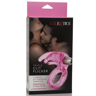 California Exotic Triple Clit Flicker, розовое, Вибро-кольцо
