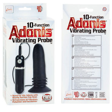 California Exotic 10-Function Adonis Vibrating Probes, черная - Анальная пробка с вибрацией - купить в секс шопе