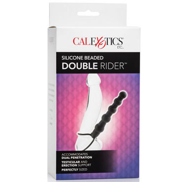 California Exotic Silicone Beaded Double Rider, черный - Анальный фаллоимитатор-насадка - купить в секс шопе
