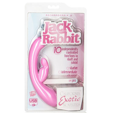 California Exotic Rechargeable G Jack Rabbit, розовый - Вибратор с клиторальным кроликом - купить в секс шопе