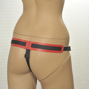 Kanikule Leather Strap-on Harness Anatomic Thong, красные - Трусики с креплением vac-u-lock - купить в секс шопе