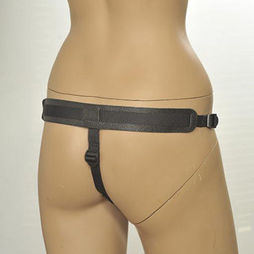 Kanikule Leather Strap-on Harness Anatomic Thong, черные - Трусики с креплением vac-u-lock - купить в секс шопе