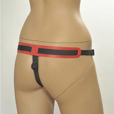 Kanikule Leather Strap-on Harness Anatomic Thong, красные - Трусики с кольцом для крепления - купить в секс шопе