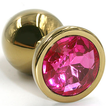 Kanikule Большая анальная пробка, золотая, С розовым кристаллом