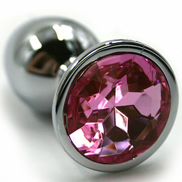 Kanikule Средняя анальная пробка, серебристая, Со светло-розовым кристаллом