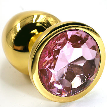 Kanikule Средняя анальная пробка, золотая, Со светло-розовым кристаллом