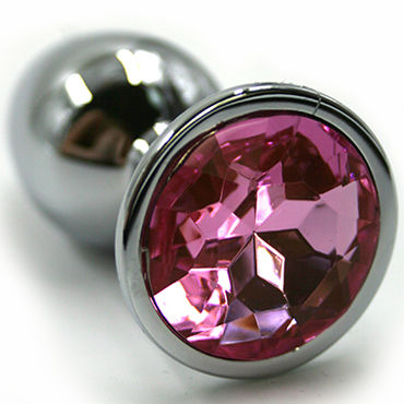 Kanikule Малая анальная пробка, серебристая, Со светло-розовым кристаллом