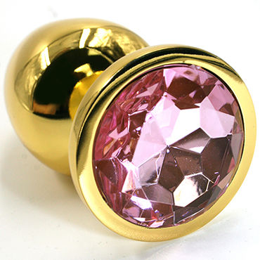Kanikule Малая анальная пробка, золотая, Со светло-розовым кристаллом