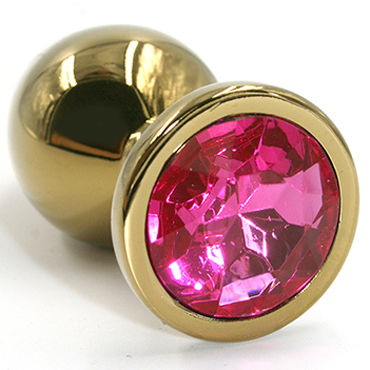 Kanikule Малая анальная пробка, золотая, С темно-розовым кристаллом