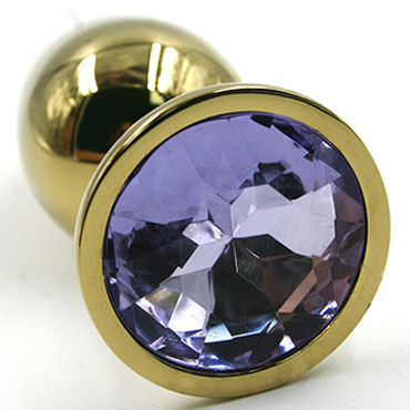 Kanikule Средняя анальная пробка, золотая, Со светло-фиолетовым кристаллом