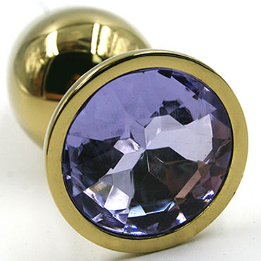 Kanikule Малая анальная пробка, золотая, Со светло-фиолетовым кристаллом