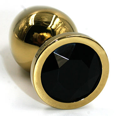 Kanikule Средняя анальная пробка, золотая, С черным кристаллом
