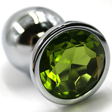 Kanikule Малая анальная пробка, серебристая, Со светло-зеленым кристаллом