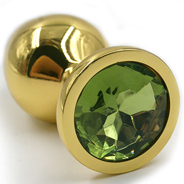 Kanikule Малая анальная пробка, золотая, Со светло-зеленым кристаллом