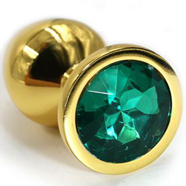 Kanikule Малая анальная пробка, золотая, С темно-зеленым кристаллом