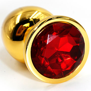 Kanikule Большая анальная пробка, золотая, С красным кристаллом