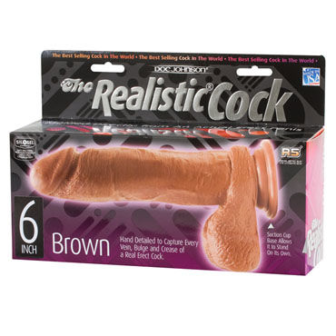Doc Johnson Realistic Cock 15,5 см коричневый, Реалистичный фаллоимитатор на присоске и другие товары Doc Johnson с фото
