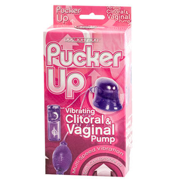 Doc Johnson Pucker Up, фиолетовый, Вагинально-клиторальная помпа с вибрацией и другие товары Doc Johnson с фото