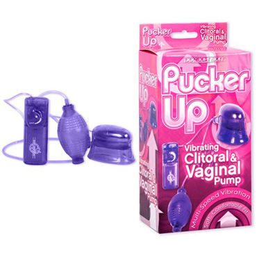 Doc Johnson Pucker Up, фиолетовый, Вагинально-клиторальная помпа с вибрацией