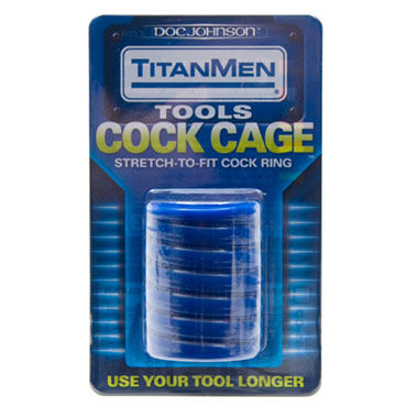 Doc Johnson Cock Cage синий - Сжимающая эластичная утяжка - купить в секс шопе