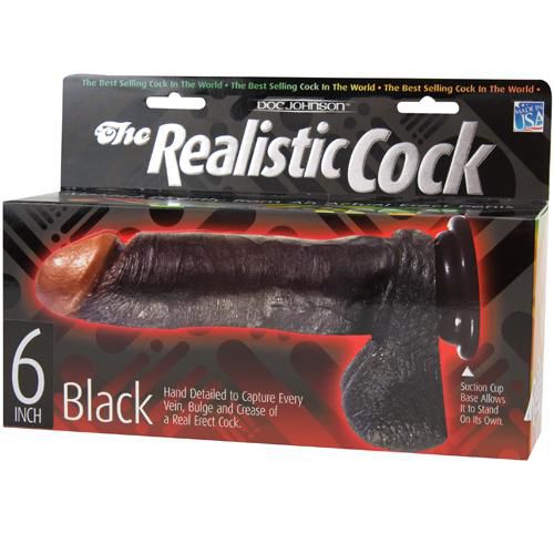 Doc Johnson Realistic Cock 15,5 см, темно-коричневый - Реалистичный фаллоимитатор на присоске - купить в секс шопе