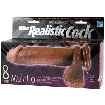 Doc Johnson Realistic Cock 20,5 см, коричневый - Реалистичный фаллоимитатор на присоске - купить в секс шопе