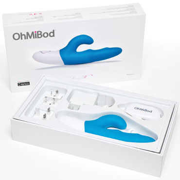 OhMiBod Freestyle W, голубой - Беспроводной вибратор со стимулятором клитора - купить в секс шопе