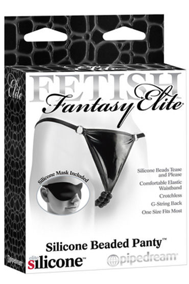 Fetish Fantasy Elite Silicone Beaded Panties, Стринги с бусинами для стимуляции клитора и маска на глаза