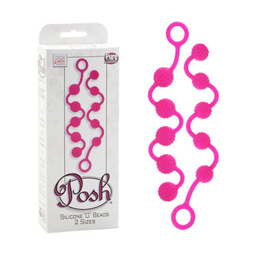 California Exotic Posh Silicone “O” Beads, розовый, Две анальные цепочки