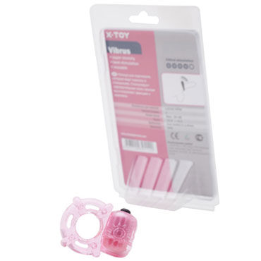 X-Toy Vibrus, розовое, Эрекционное виброкольцо