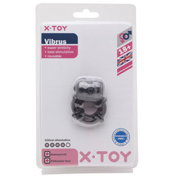 X-Toy Vibrus, серое - Эрекционное виброкольцо - купить в секс шопе