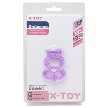X-Toy Orgasmus I, фиолетовое - Эрекционное виброкольцо с петлей для мошонки - купить в секс шопе