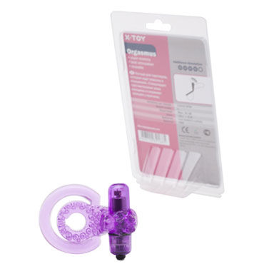 X-Toy Orgasmus II, фиолетовое - Эрекционное виброкольцо с петлей для мошонки - купить в секс шопе