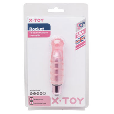 X-Toy Rocket, розовая, Вибропуля с насадкой