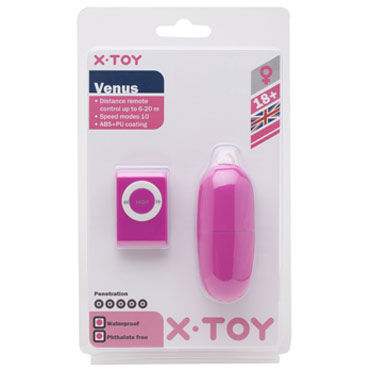 X-Toy Venus II, розовое, Виброяйцо на дистанционном пульте управления