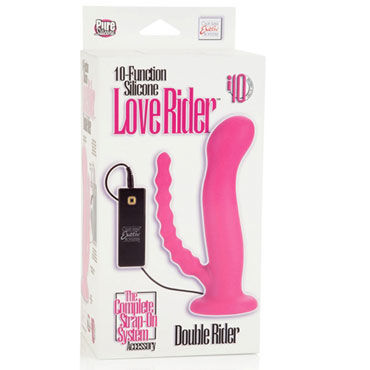 California Exotic Love Rider Double Riders, розовый - Анально-вагинальный страпон к трусикам - купить в секс шопе