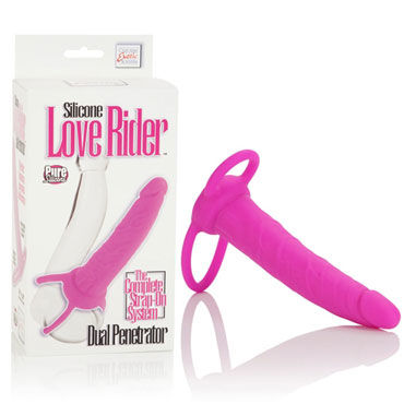 California Exotic Love Rider Dual Penetrators, розовый, Мужской безремневой страпон