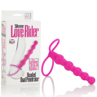California Exotic Love Rider Beaded Dual Penetrator, розовый, Мужской безремневой страпон