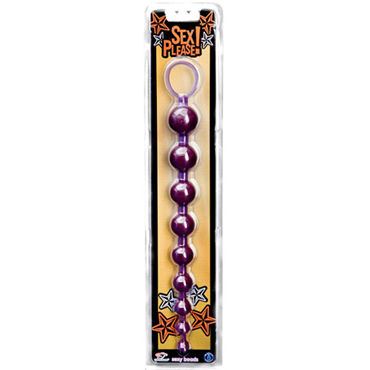 Topco Sex Please! Sexy Beads, фиолетовый, Анальные шарики с кольцом-держателем