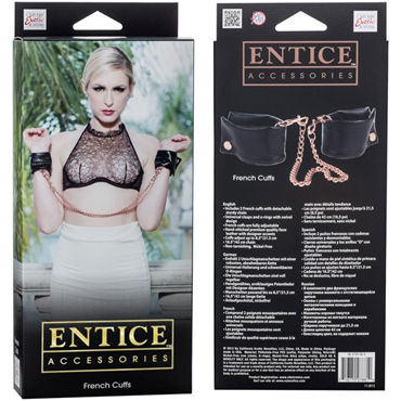 California Exotic Entice French Cuffs - Мягкие наручники с цепочкой - купить в секс шопе