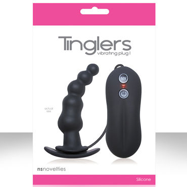 NS Novelties Tinglers Plug I, черный, Изогнутая вибропробка с ограничителем