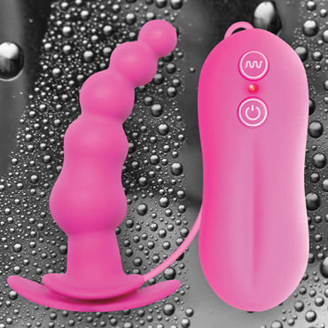 NS Novelties Tinglers Plug I, розовый - Изогнутая вибропробка с ограничителем - купить в секс шопе