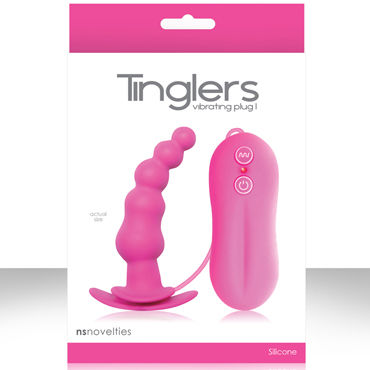 NS Novelties Tinglers Plug I, розовый, Изогнутая вибропробка с ограничителем