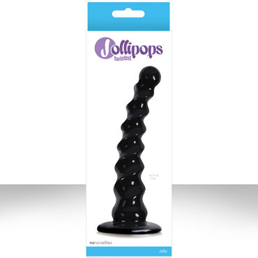 NS Novelties Jollipops, черный, Рифленый анальный стимулятор