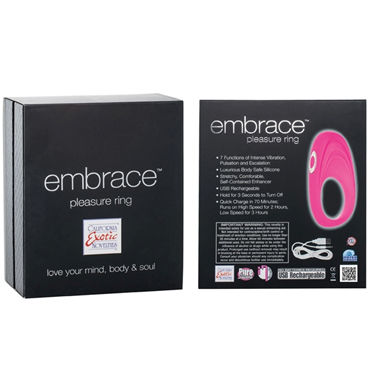 California Exotic Embrace Pleasure Ring, розовый - Эрекционное виброкольцо с usb-зарядкой - купить в секс шопе
