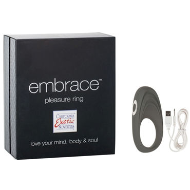 California Exotic Embrace Pleasure Ring, серый, Эрекционное виброкольцо с usb-зарядкой