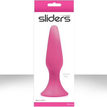 NS Novelties Sliders Silicone Anal Plugs, розовый, Гладкая анальная пробка большого размера