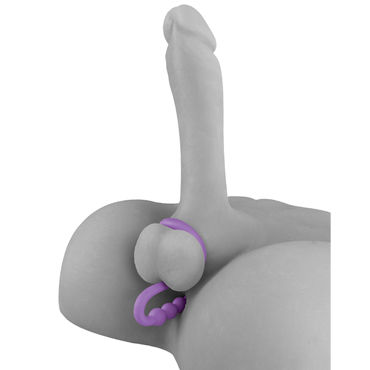 Pipedream Elite Ball Cinch with Anal Bead, фиолетовый - Утяжка на мошонку и анальная цепочка - купить в секс шопе